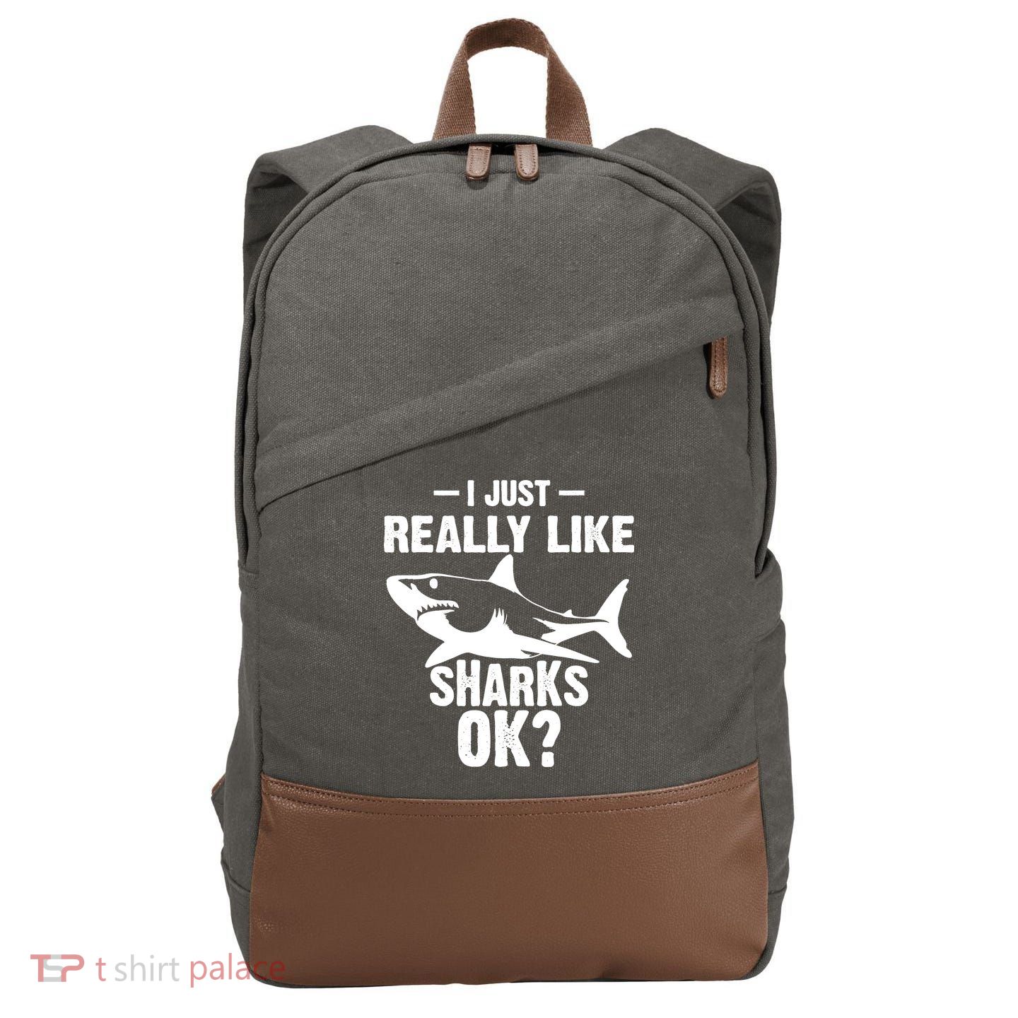 Funny I Just Really Like Sharks Gift Shark Lover Cotton Canvas Backpack