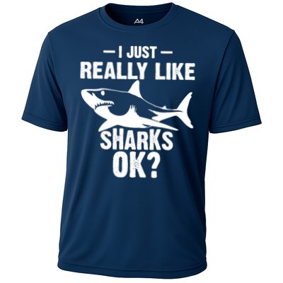 Funny I Just Really Like Sharks Gift Shark Lover Performance Shirt