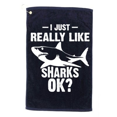 Funny I Just Really Like Sharks Gift Shark Lover Golf Towel