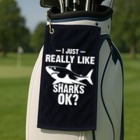 Funny I Just Really Like Sharks Gift Shark Lover Golf Towel