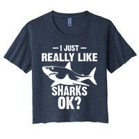 Funny I Just Really Like Sharks Gift Shark Lover Women's Crop Top Tee