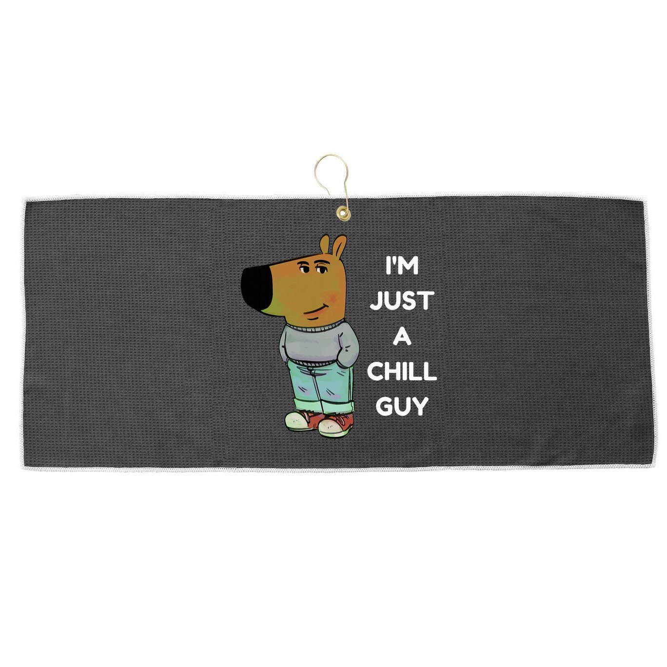 Funny IM Just A Chill Guy Meme Large Microfiber Waffle Golf Towel