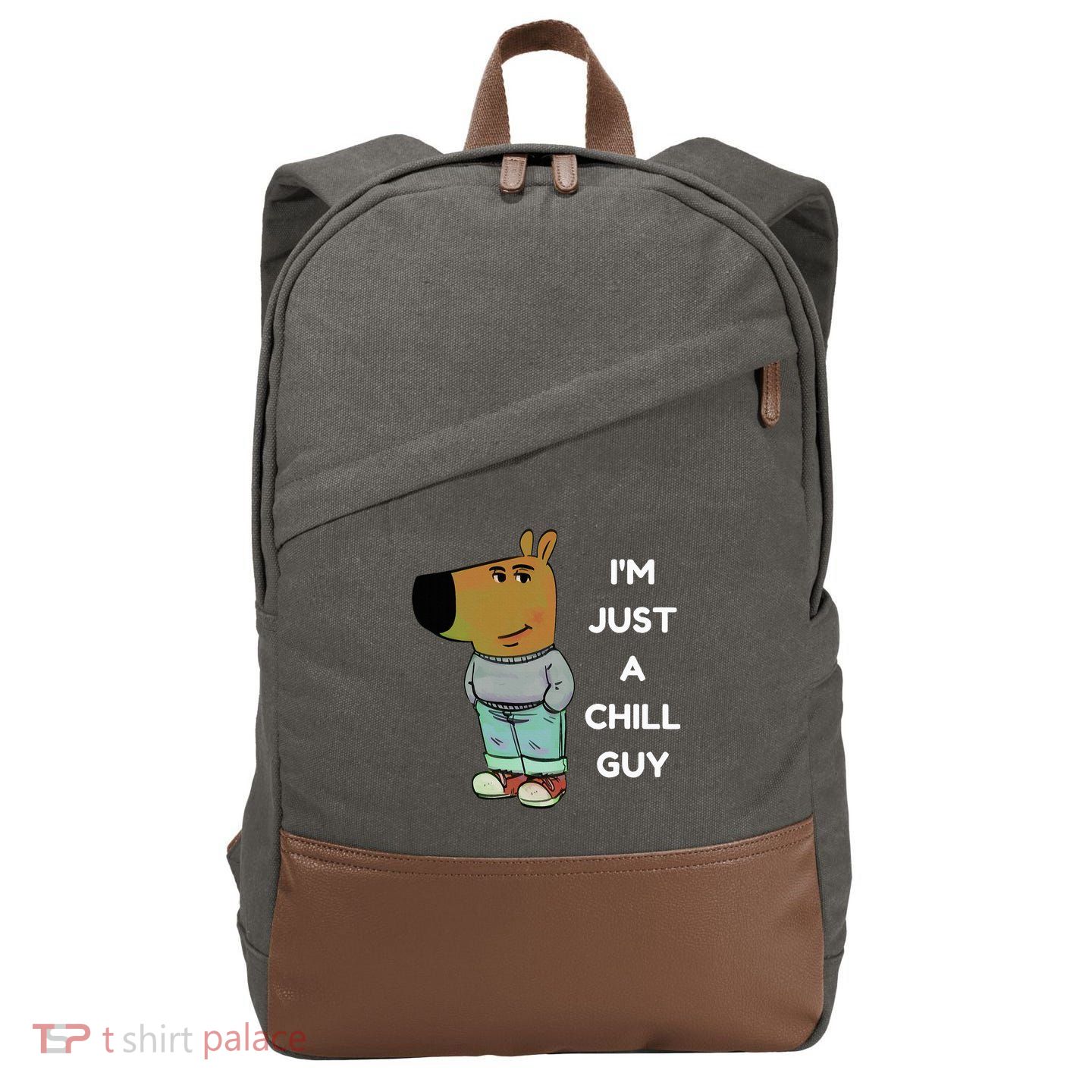 Funny IM Just A Chill Guy Meme Cotton Canvas Backpack