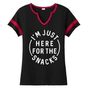 Funny I'm Just Here For The Snacks Ladies Halftime Notch Neck Tee