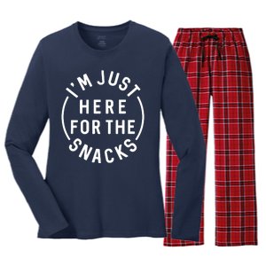 Funny I'm Just Here For The Snacks Women's Long Sleeve Flannel Pajama Set 