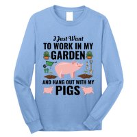 Funny I Just Want To Work In My Garden And Hang Out With Pigs Gift Long Sleeve Shirt