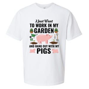 Funny I Just Want To Work In My Garden And Hang Out With Pigs Gift Sueded Cloud Jersey T-Shirt