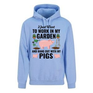 Funny I Just Want To Work In My Garden And Hang Out With Pigs Gift Unisex Surf Hoodie