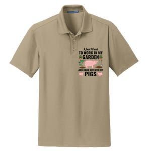 Funny I Just Want To Work In My Garden And Hang Out With Pigs Gift Dry Zone Grid Polo