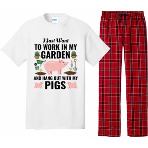 Funny I Just Want To Work In My Garden And Hang Out With Pigs Gift Pajama Set