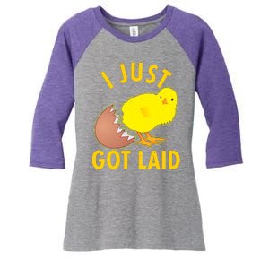 Funny I Just Got Laid Women's Tri-Blend 3/4-Sleeve Raglan Shirt