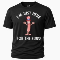 Funny I'm Just Here For The Buns Patriotic Hot Dog Cooling Performance Crew T-Shirt