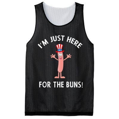 Funny I'm Just Here For The Buns Patriotic Hot Dog Mesh Reversible Basketball Jersey Tank