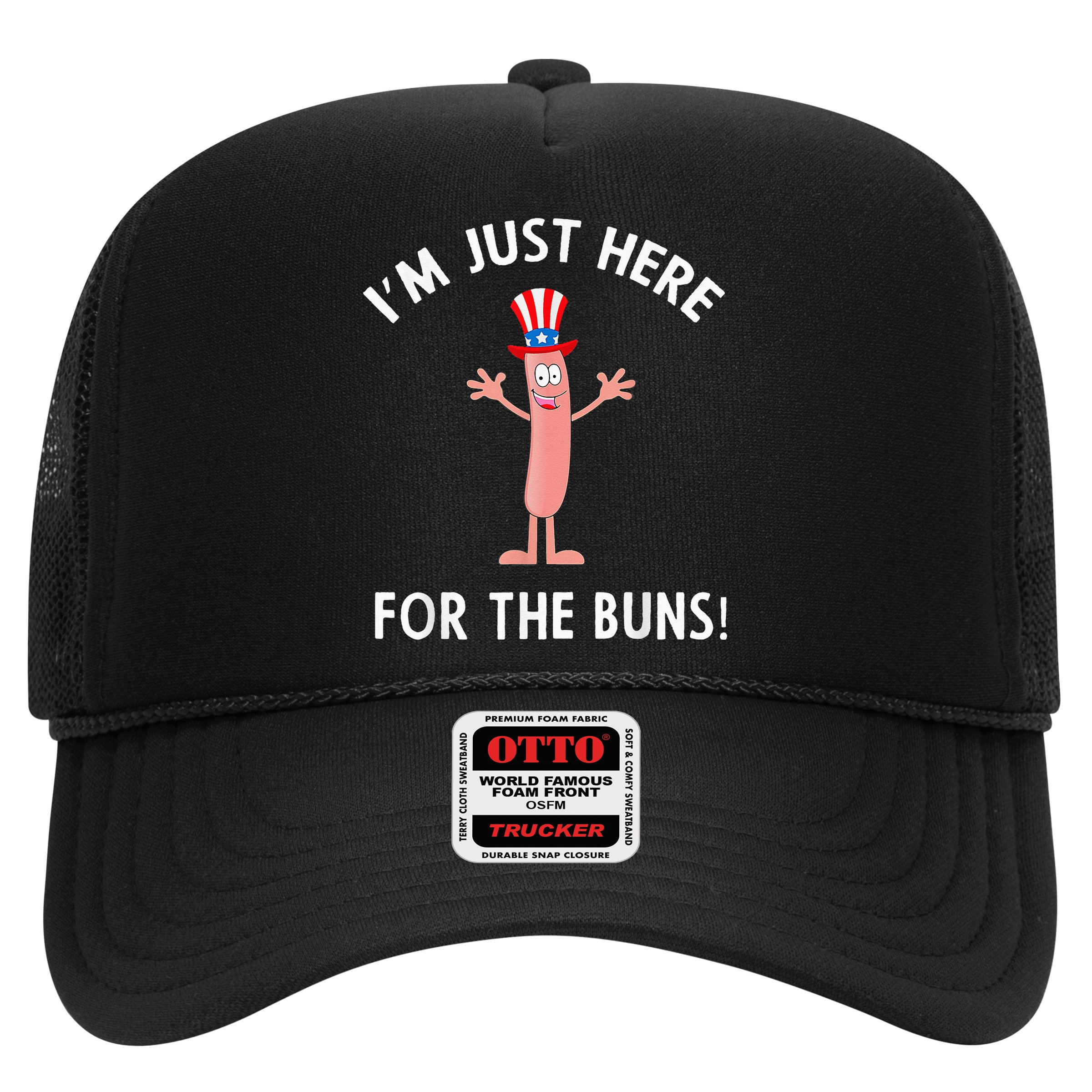 Funny I'm Just Here For The Buns Patriotic Hot Dog Hat