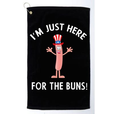 Funny I'm Just Here For The Buns Patriotic Hot Dog Golf Towel