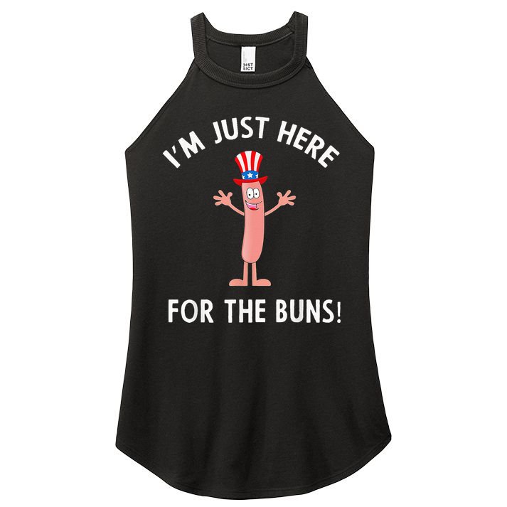 Funny I'm Just Here For The Buns Patriotic Hot Dog Women's Perfect Tri Rocker Tank