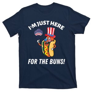 Funny IM JUST HERE FOR THE BUNS Patriotic Hot Dog T-Shirt