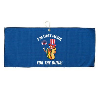 Funny IM JUST HERE FOR THE BUNS Patriotic Hot Dog Large Microfiber Waffle Golf Towel