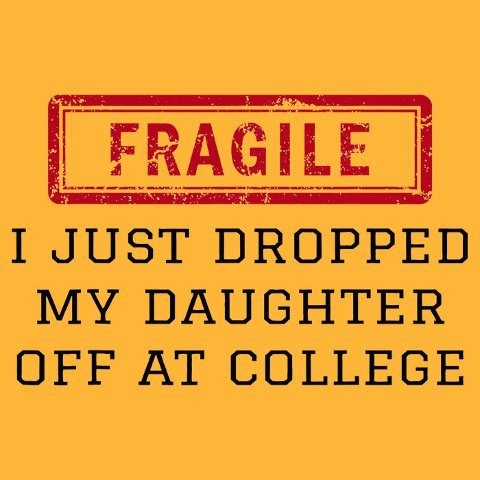 Fragile I Just Dropped My Daughter Off At College Funny Pom Pom 12in Knit Beanie