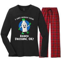 Funny I Just Really Love Ranch Dressing OK Cartoon Women's Long Sleeve Flannel Pajama Set 