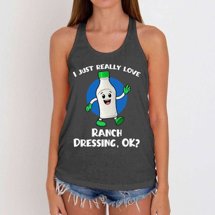 Funny I Just Really Love Ranch Dressing OK Cartoon Women's Knotted Racerback Tank