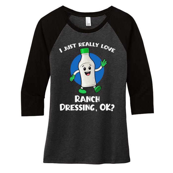 Funny I Just Really Love Ranch Dressing OK Cartoon Women's Tri-Blend 3/4-Sleeve Raglan Shirt