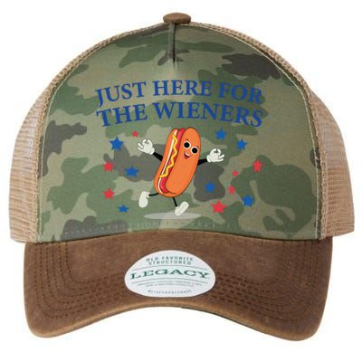 Funny Im Just Here For The Wieners Funny 4th Of July Hot Dog Legacy Tie Dye Trucker Hat