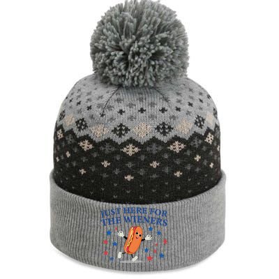 Funny Im Just Here For The Wieners Funny 4th Of July Hot Dog The Baniff Cuffed Pom Beanie