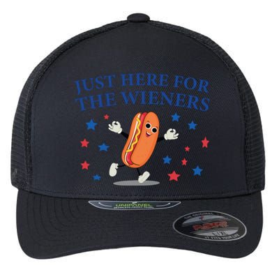 Funny Im Just Here For The Wieners Funny 4th Of July Hot Dog Flexfit Unipanel Trucker Cap