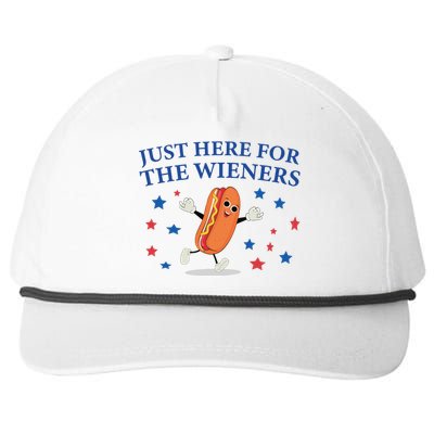 Funny Im Just Here For The Wieners Funny 4th Of July Hot Dog Snapback Five-Panel Rope Hat