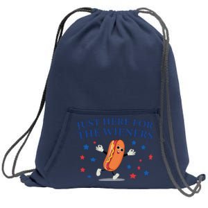 Funny Im Just Here For The Wieners Funny 4th Of July Hot Dog Sweatshirt Cinch Pack Bag