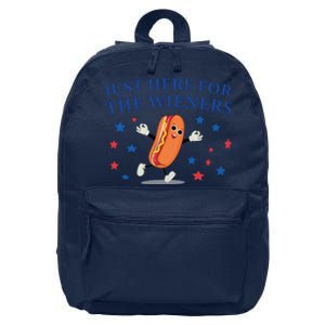 Funny Im Just Here For The Wieners Funny 4th Of July Hot Dog 16 in Basic Backpack