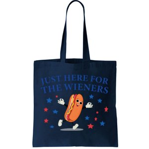 Funny Im Just Here For The Wieners Funny 4th Of July Hot Dog Tote Bag