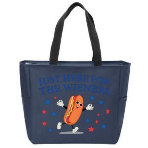 Funny Im Just Here For The Wieners Funny 4th Of July Hot Dog Zip Tote Bag