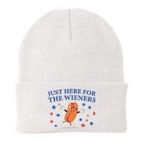 Funny Im Just Here For The Wieners Funny 4th Of July Hot Dog Knit Cap Winter Beanie