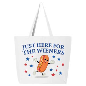 Funny Im Just Here For The Wieners Funny 4th Of July Hot Dog 25L Jumbo Tote