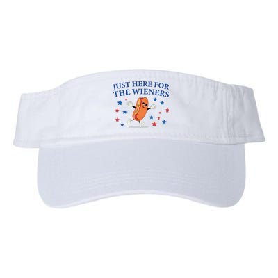 Funny Im Just Here For The Wieners Funny 4th Of July Hot Dog Valucap Bio-Washed Visor