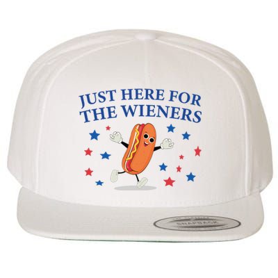 Funny Im Just Here For The Wieners Funny 4th Of July Hot Dog Wool Snapback Cap