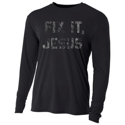 Fix It Jesus Novelty Faded Vintage For Adults Cooling Performance Long Sleeve Crew