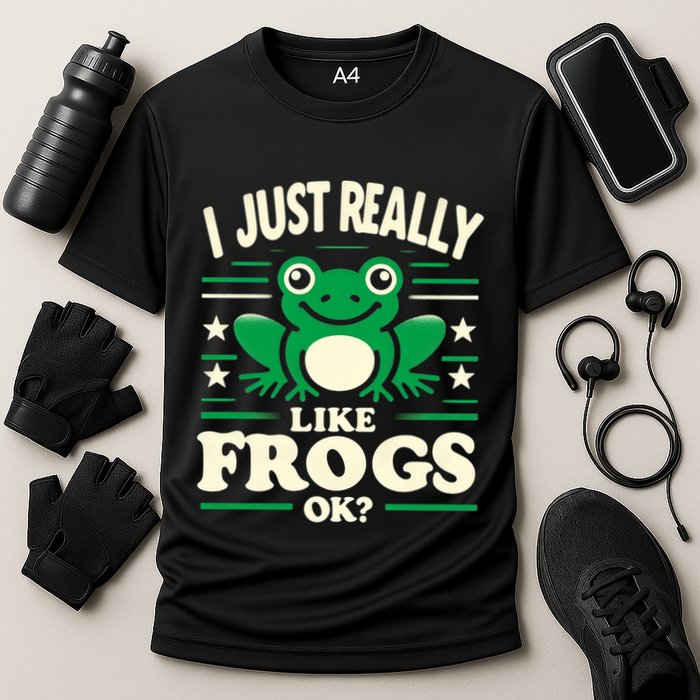 Funny I Just Really Like Frogs Owner Lover Frog Gifts Cooling Performance Crew T-Shirt