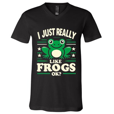 Funny I Just Really Like Frogs Owner Lover Frog Gifts V-Neck T-Shirt