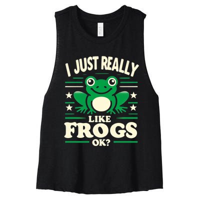 Funny I Just Really Like Frogs Owner Lover Frog Gifts Women's Racerback Cropped Tank