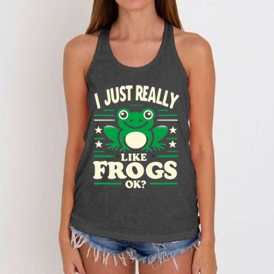 Funny I Just Really Like Frogs Owner Lover Frog Gifts Women's Knotted Racerback Tank