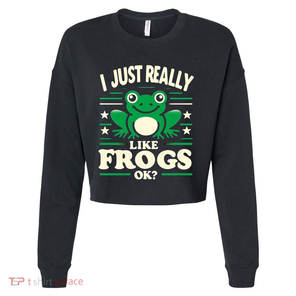 Funny I Just Really Like Frogs Owner Lover Frog Gifts Cropped Pullover Crew