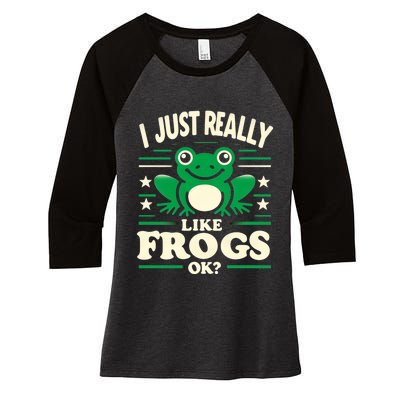 Funny I Just Really Like Frogs Owner Lover Frog Gifts Women's Tri-Blend 3/4-Sleeve Raglan Shirt