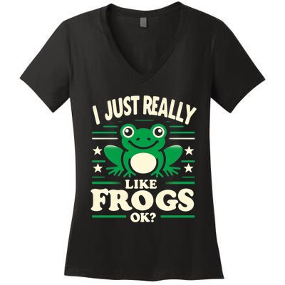 Funny I Just Really Like Frogs Owner Lover Frog Gifts Women's V-Neck T-Shirt