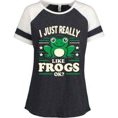 Funny I Just Really Like Frogs Owner Lover Frog Gifts Enza Ladies Jersey Colorblock Tee