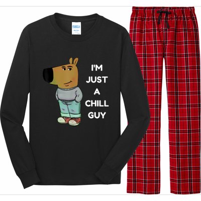 Funny IM Just A Chill Guy Meme Long Sleeve Pajama Set