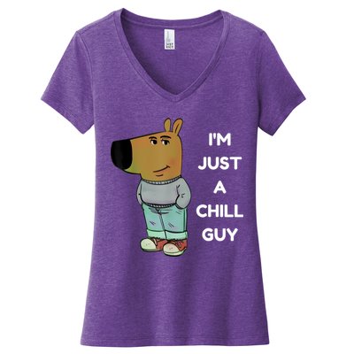 Funny IM Just A Chill Guy Meme Women's V-Neck T-Shirt