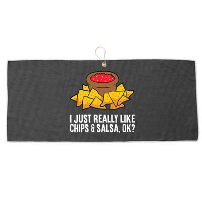 Funny I Just Really Like Chips And Salsa Ok Tortilla Chips Large Microfiber Waffle Golf Towel